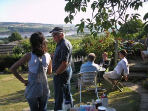 [Club members enjoying the evening overlooking the Teign]